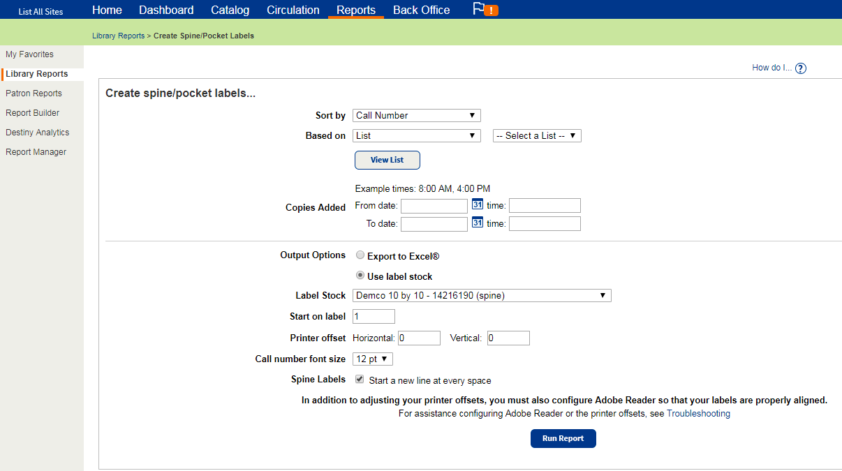 Create Spine/Pockets Labels details page